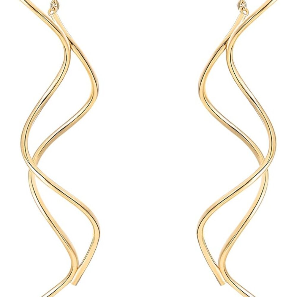 Fresh Style Exquisite Threader Dangle Earrings Curve Twist Shape for Women's Gif